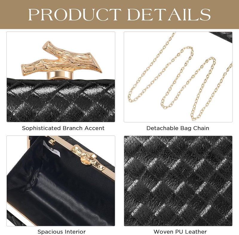 CHUNLI Clutch Purses for Women Evening/Wedding Chic Woven Bag Formal PU Leather Purse Designer Handbags for Women - Image 3